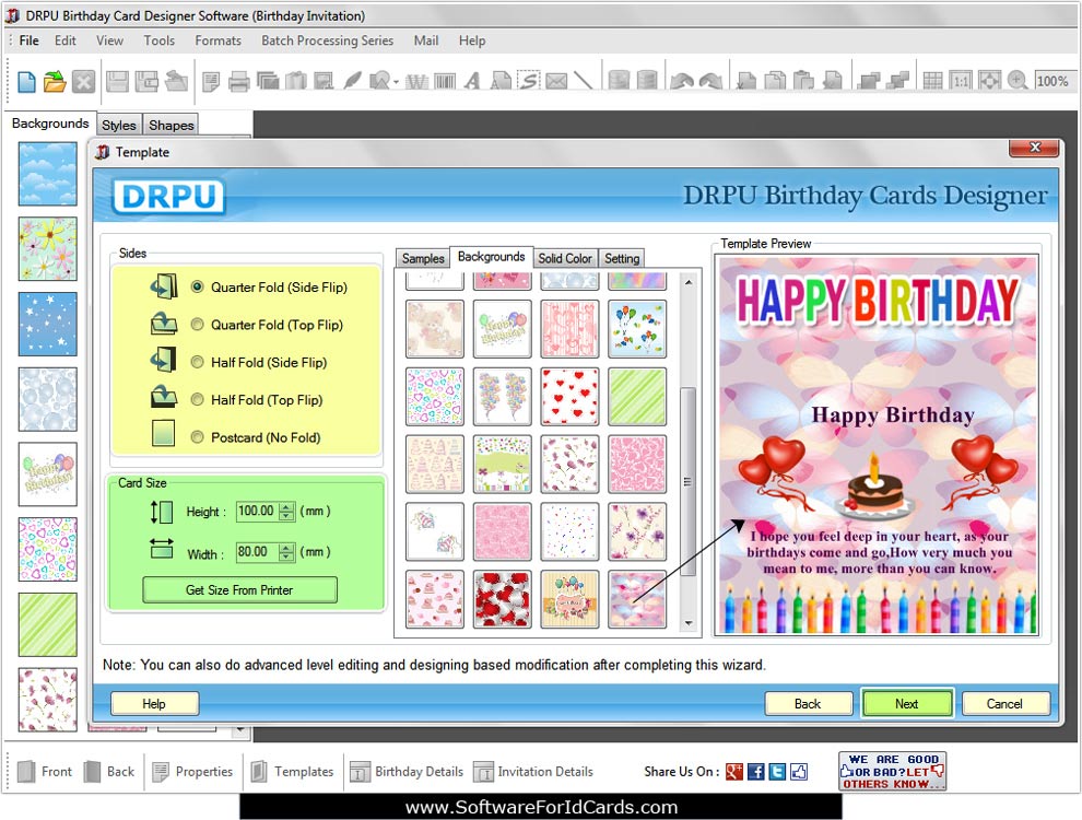Choose Background Birthday Cards Software