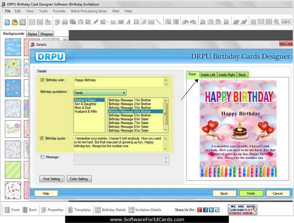 Fill your personal details Birthday Card Maker Software