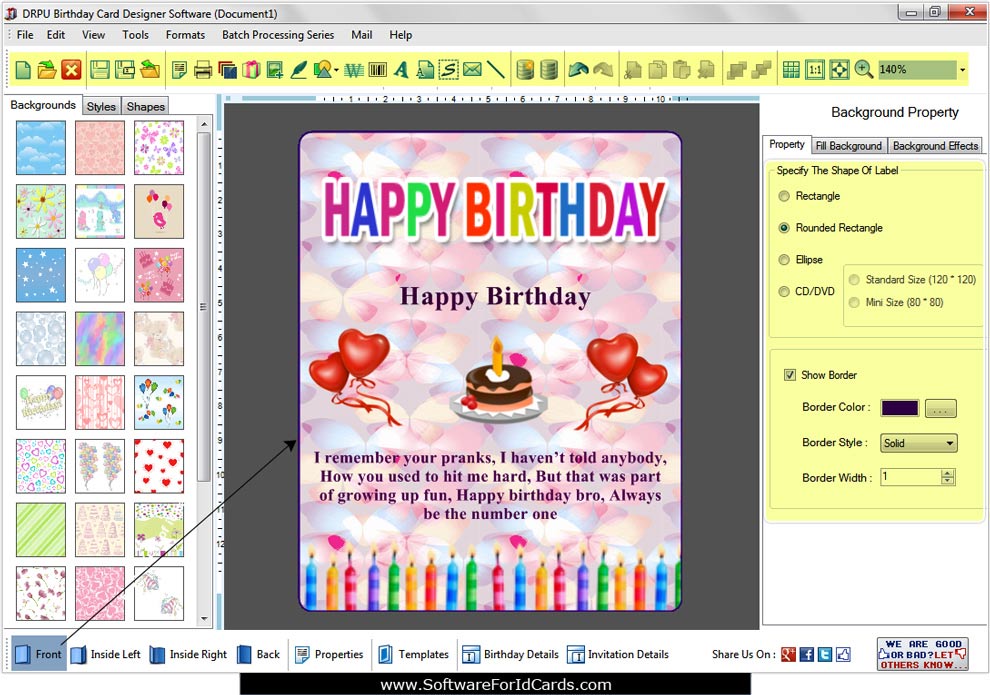 Edit birthday card Birthday Cards designer Software