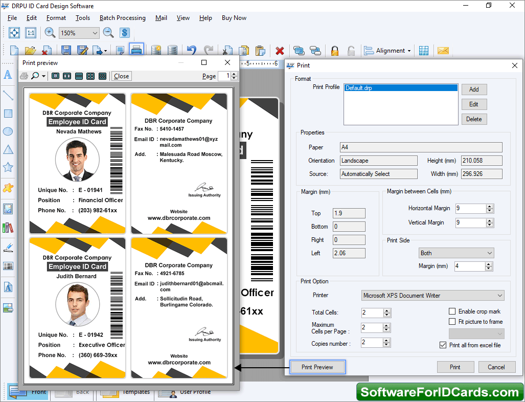 ID Cards Designing Software Print Format