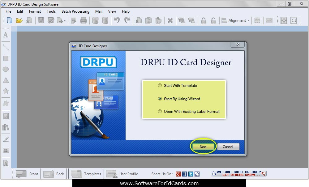 Start by using Wizard ID Cards Designing Software
