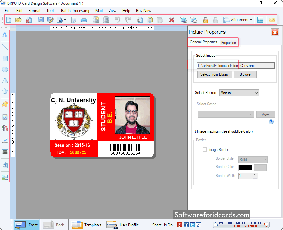 ID Card Designer Software screen shot