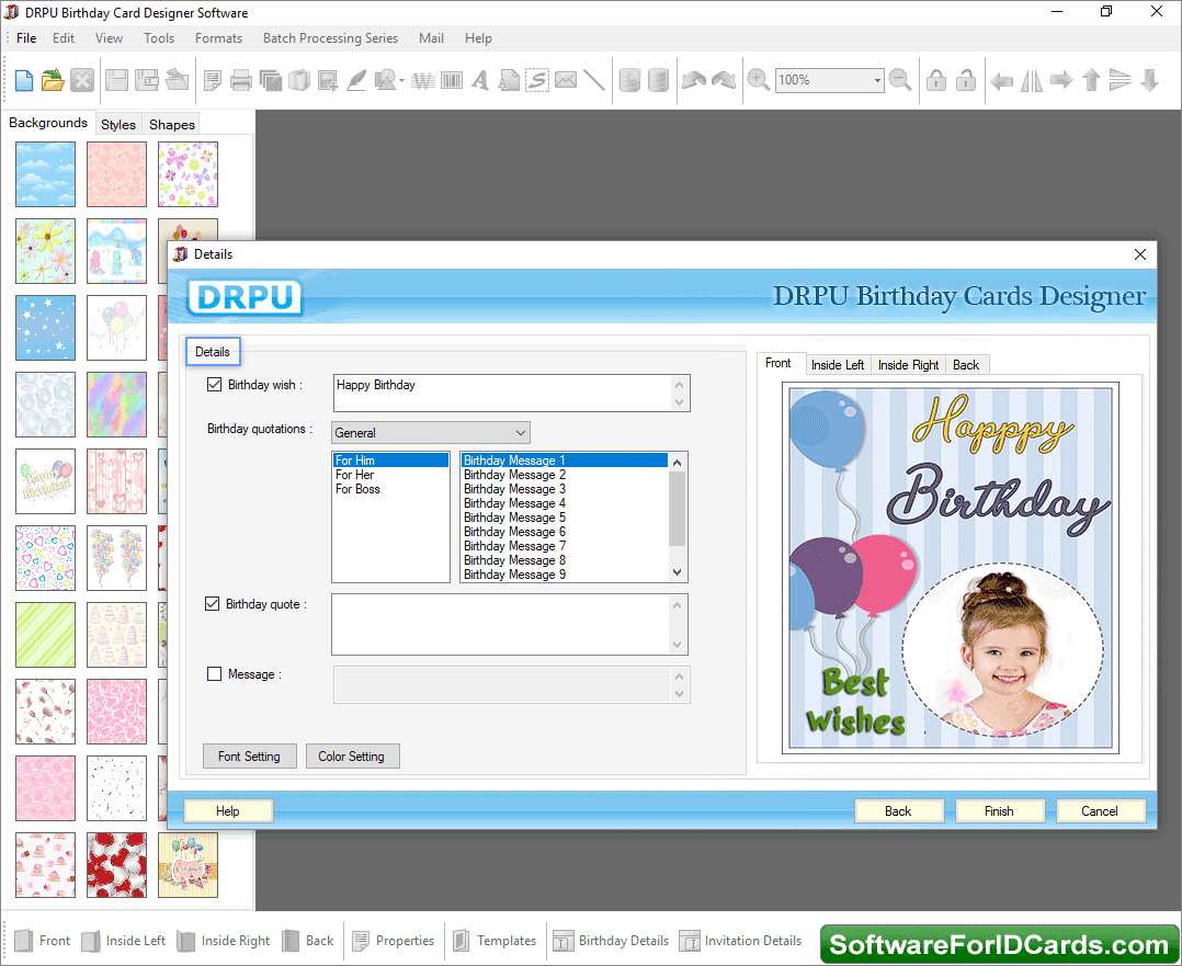 Birthday Card Maker Software Fill Personal Details