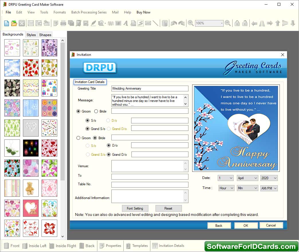 Invitation Card Details Greeting Cards Designing Software Card Details