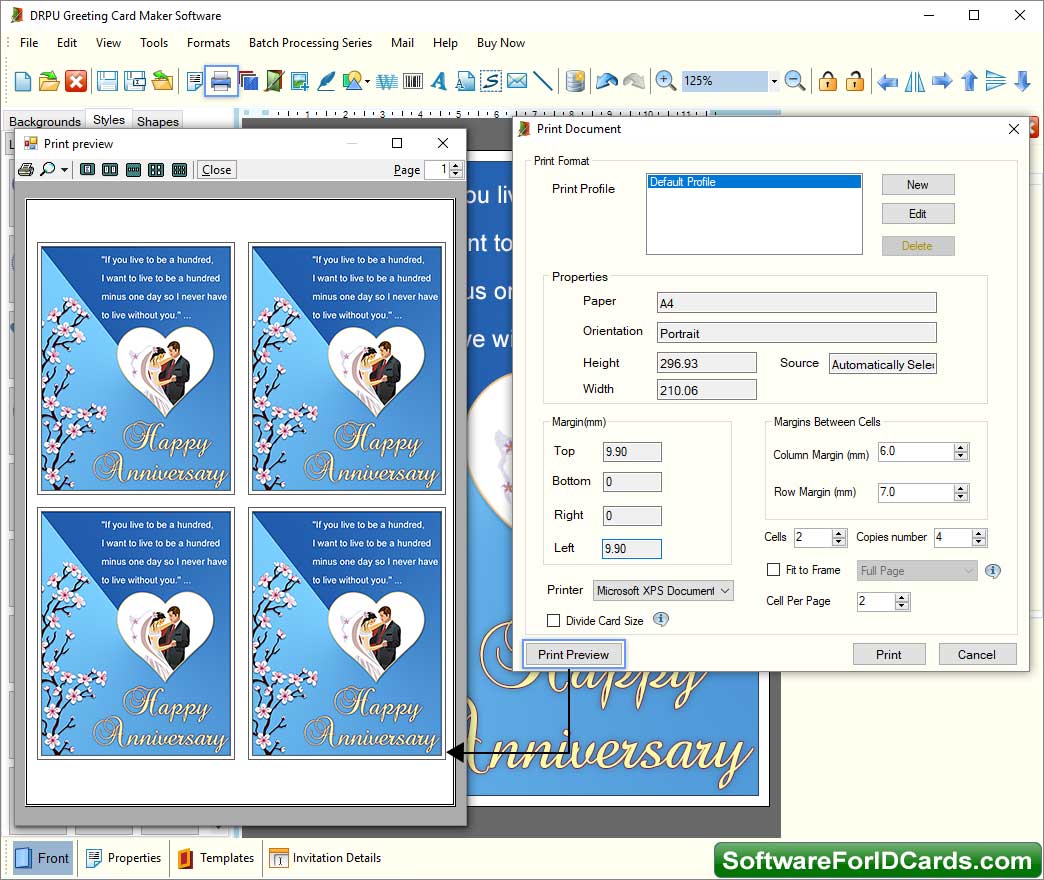 Greeting Cards Designing Software Print-Preview