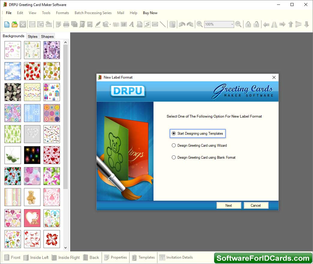 Greeting Cards Designing Software Using Mode