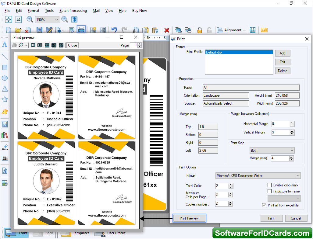 Set Print Format ID Cards Designing Software Print Format