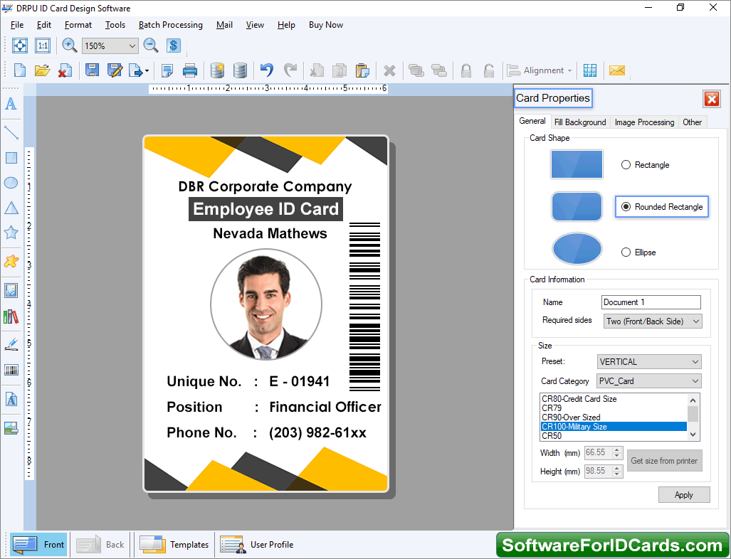 ID Cards Designing Software Card Properties