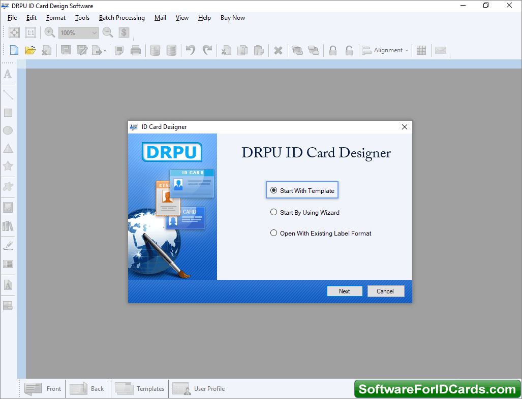Start by using Wizard ID Cards Designing Software Using Wizard
