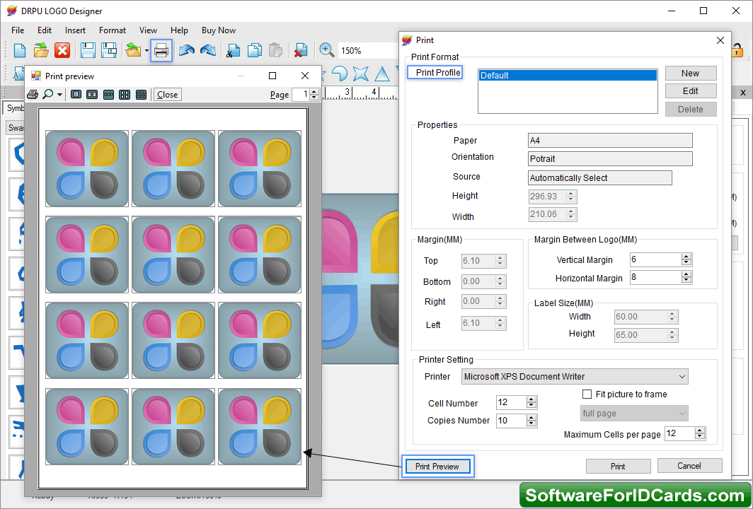 Set Print Format Logo Designing Software Print Preview