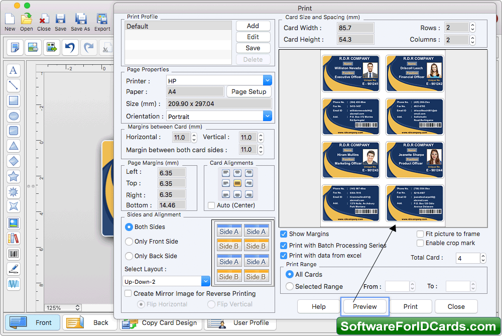 Print your designed ID Cards