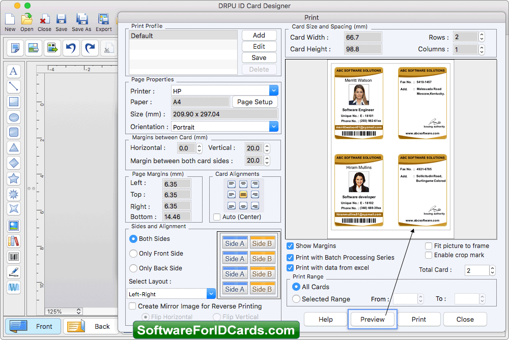 Print your designed ID Cards