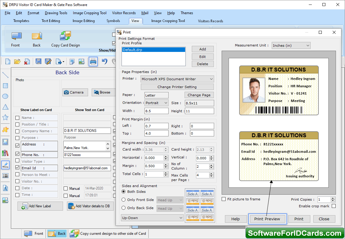 Print Visitor ID Card